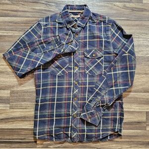Jeramiah Plaid Flannel Long Sleeve Button-Down, Men's Small Navy